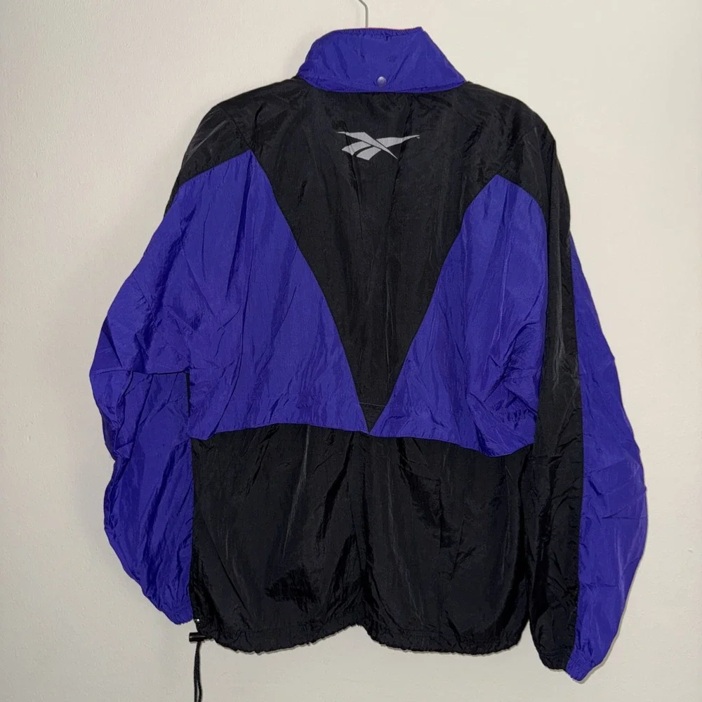 Vintage 90s‎ Purple Retro Color Block Reebok  Windbreaker Jacket hip hop M